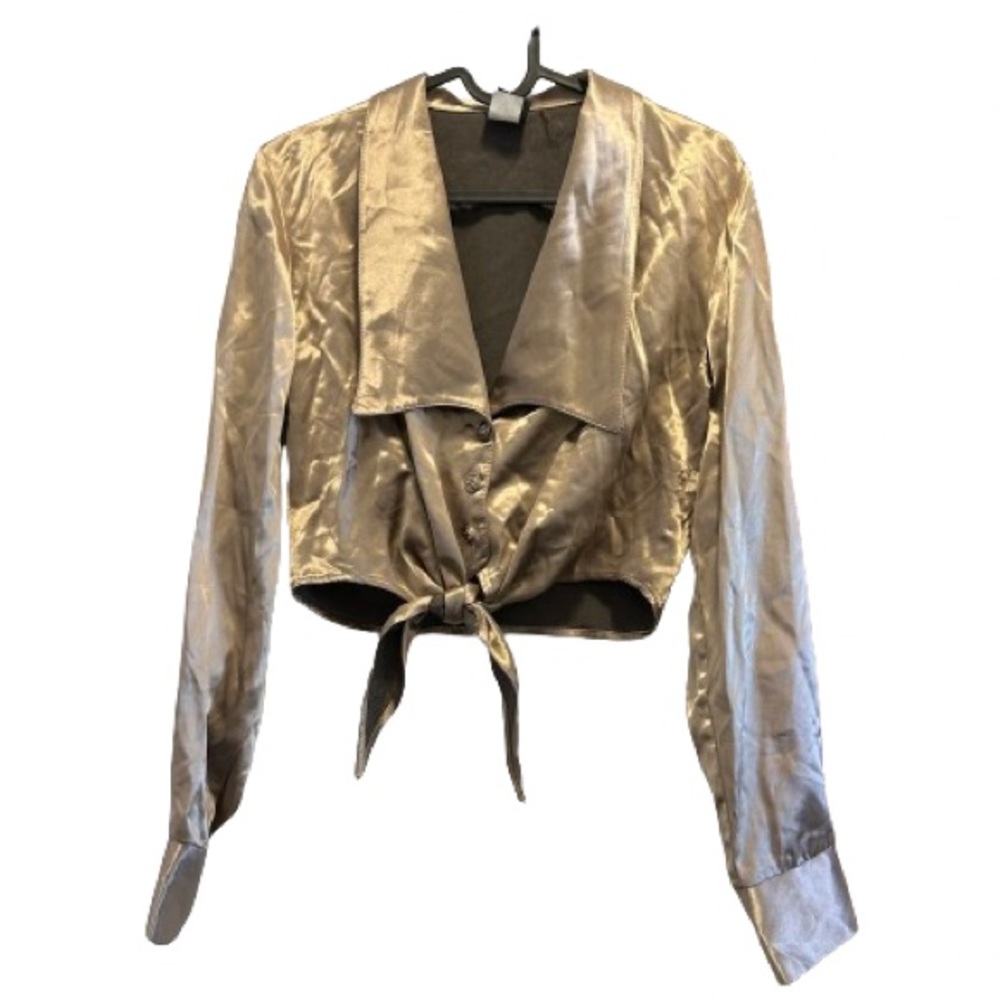 Vintage Metallic Gold Cropped Blouse